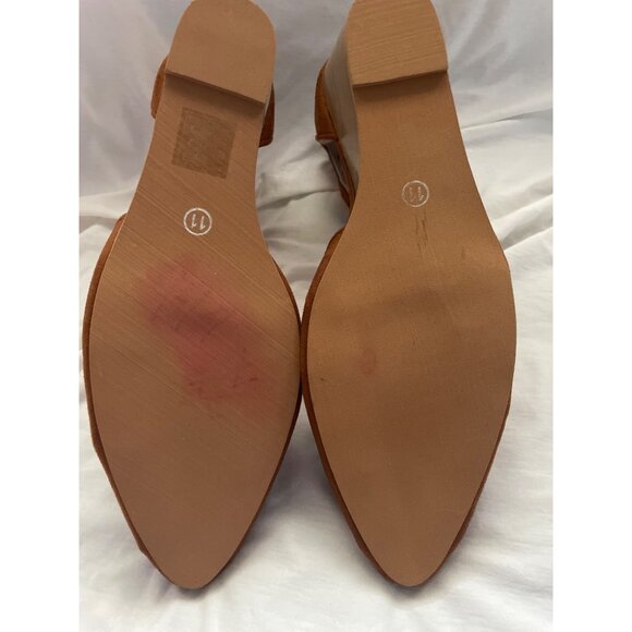 Brown Faux Suede Ankle Strap Wedge Heels Size 11 Womans Cross - Picture 5 of 7